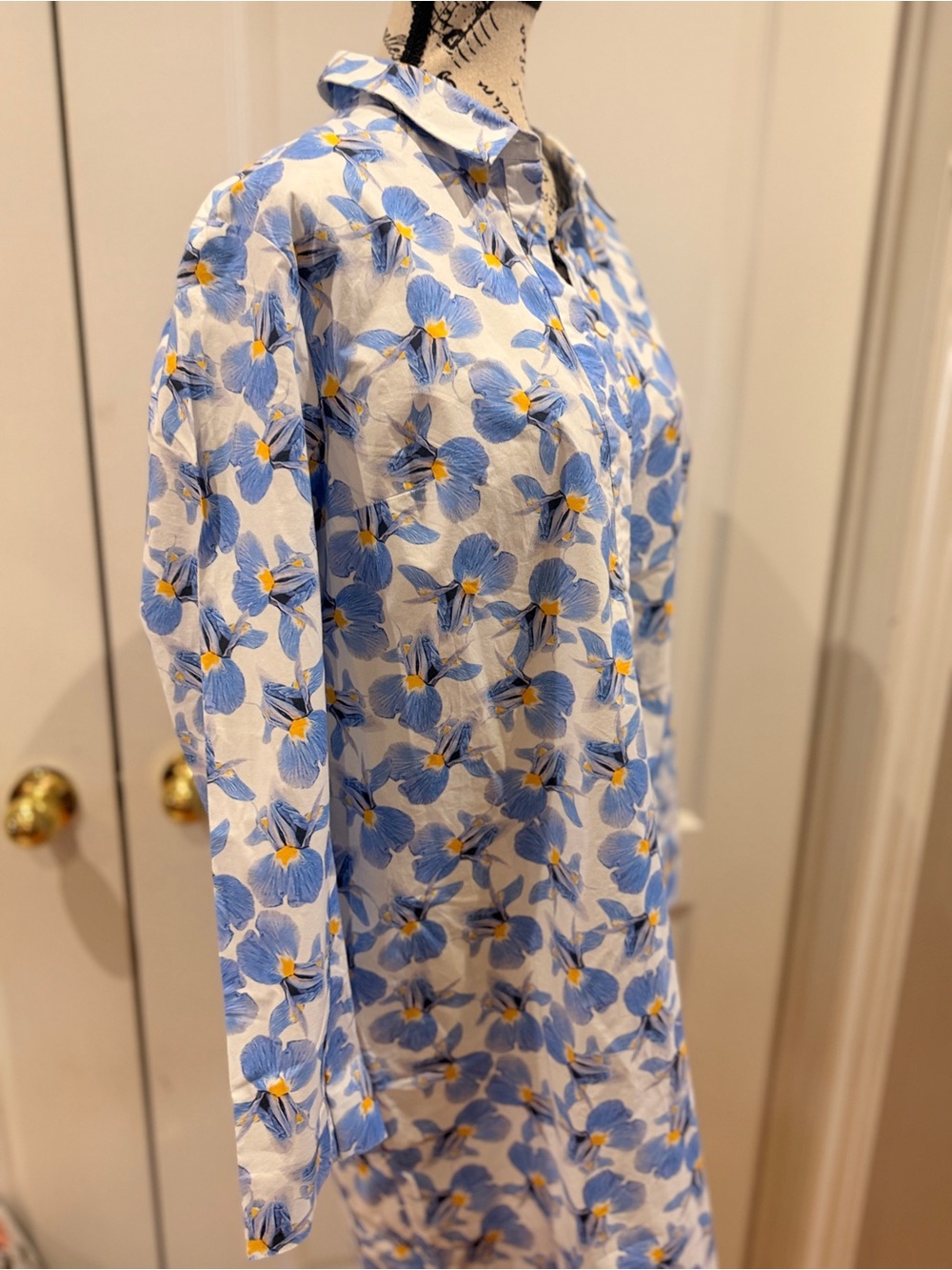 COS Blue and White Floral Shirt Dress with Yellow Accents - Picture 11 of 16